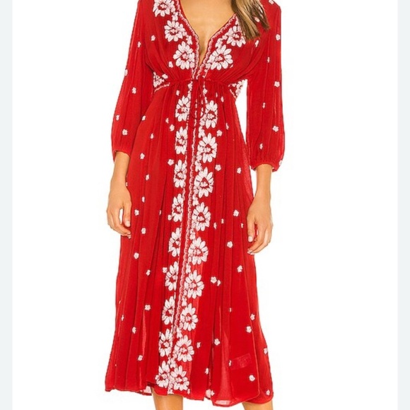 Free People Embroidered Fable Floral Maxi Dress XS oversized - Picture 2 of 12